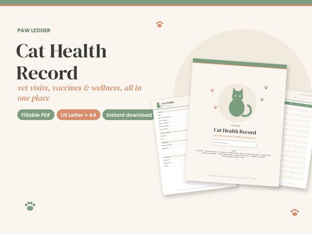 Printable cat health record